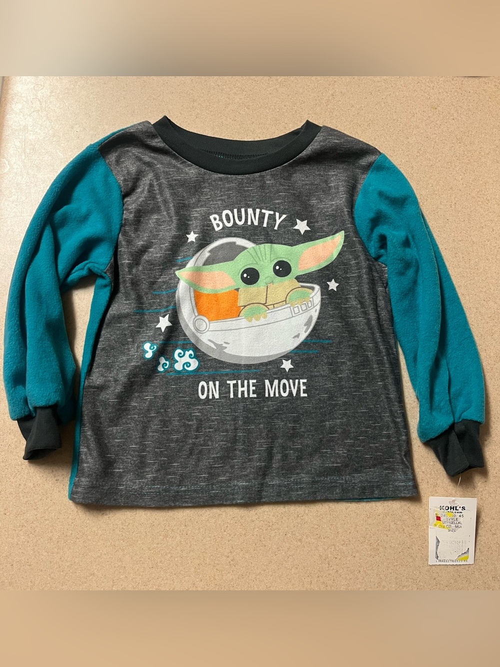 NWT Star Wars Baby Yoda Long Sleeve Pajama Top Shirt - 4T Boys